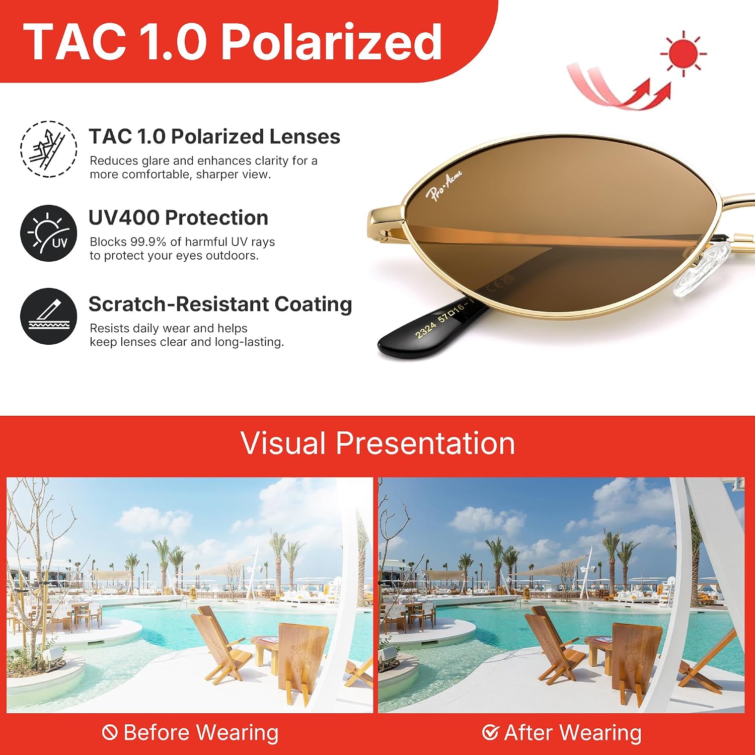 Pro Acme Retro Oval Small Cat Eye Sunglasses For Women, 90S Polarized Trendy Shades, Y2K Fashion Glasses