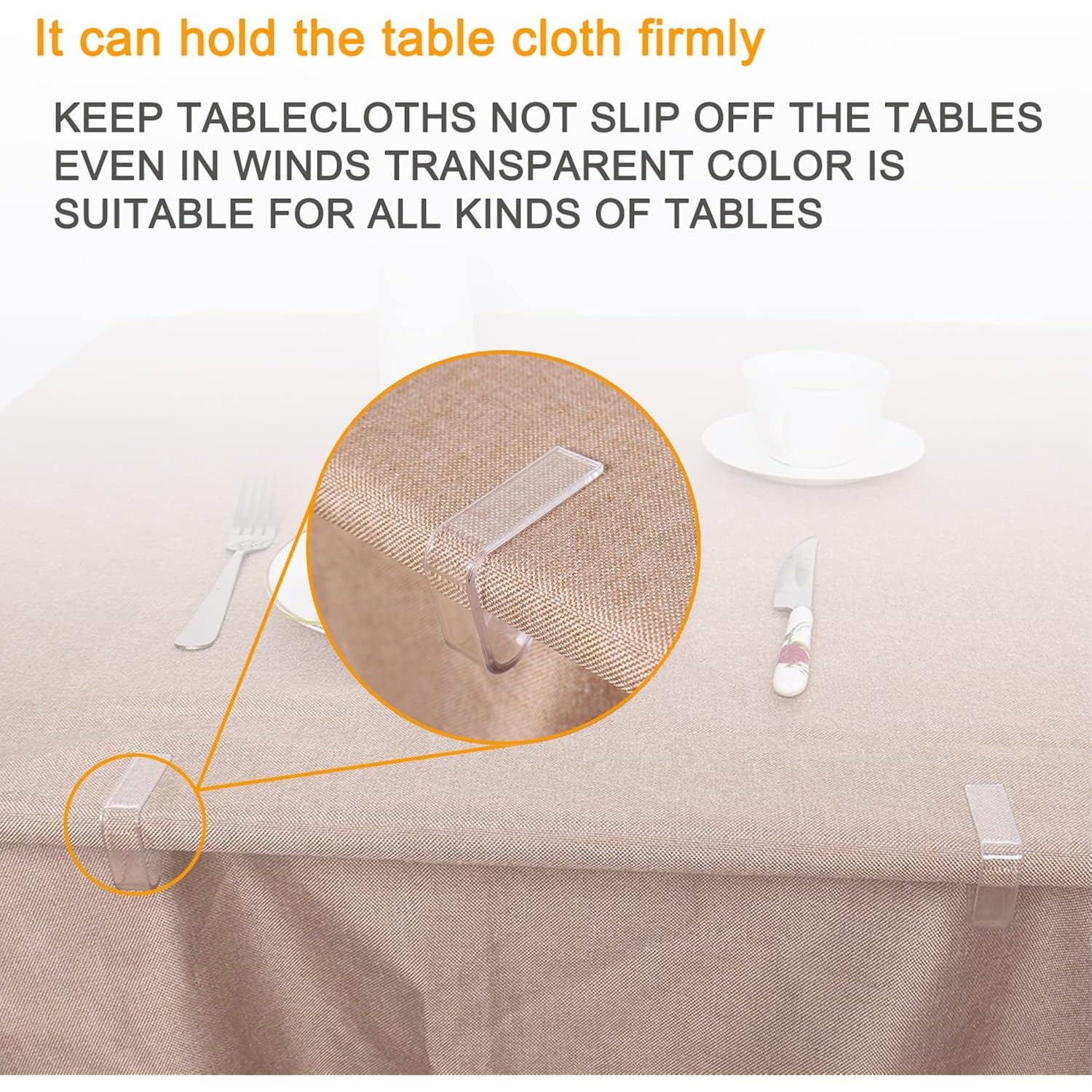 24 Pieces Transparent Clear Tablecloth Clips, Plastic Table Cloth Clips，Windproof Table Cover Holder Clamps，Table Cloth Holder for Home Wedding Party Christmas Outdoor Indoor Picnic Camping(Large)