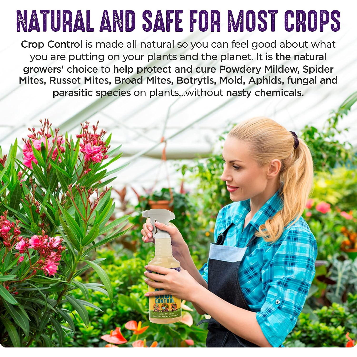 Trifecta Crop Control Ready To Use Maximum Strength Natural Pesticide, Fungicide, Miticide, Insecticide, Help Defeat Spider Mites, Powdery Mildew, Botrytis And Mold On Plants 32 Oz Size