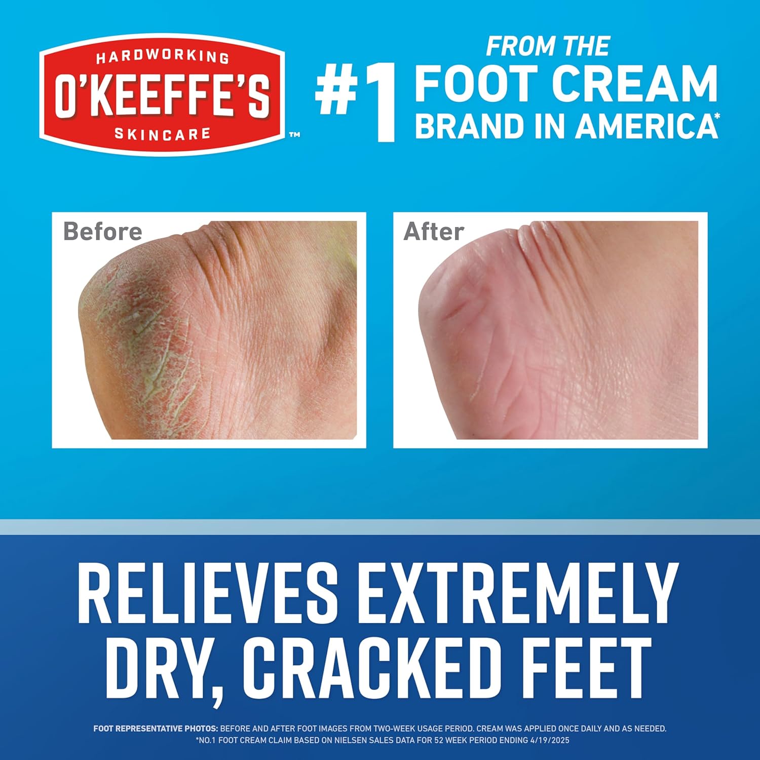 O'Keeffe's for Healthy Feet Foot Cream - 7 oz Tube (1 Pack) - Guaranteed Relief for Extremely Cracked, Dry Feet, Repairing Skincare, Instantly Boosts and Retains Moisture Levels