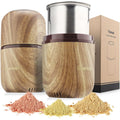 Cool Knight Electric Herb Grinder [Large Capacity/High Rotating Speed]-Electric Grinder For Spices And Herbs (Wood Grain 2)