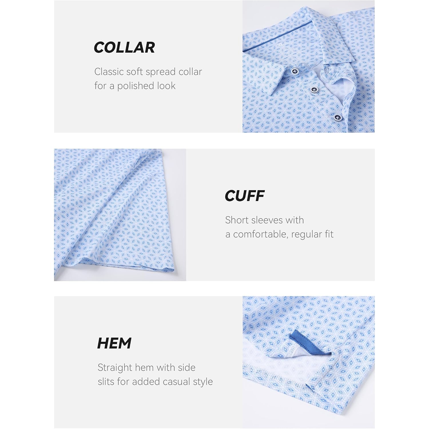 Esabel.C Golf Shirts For Men Dry Fit Performance Short Sleeve Print Moisture Wicking Collared Shirt