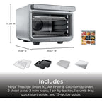 Ninja Air Fryer & Toaster Oven Combo | 10-In-1 Prestige Smart Xl Countertop Oven | Bake Up To 20 Cookies, Fit Up To A 12Lb Turkey | Pizza, Toast, Bake, Dehydrate | 1800 Watt | Stainless Steel | Dt501