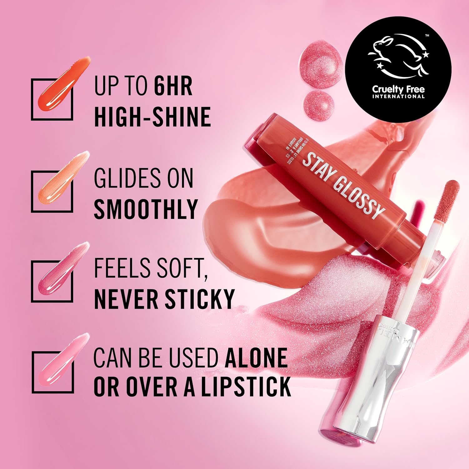 Rimmel Stay Glossy Lip Gloss - Non-Sticky and Lightweight Formula for Lip Color and Shine - 130 Blushing Belgraves, .18oz
