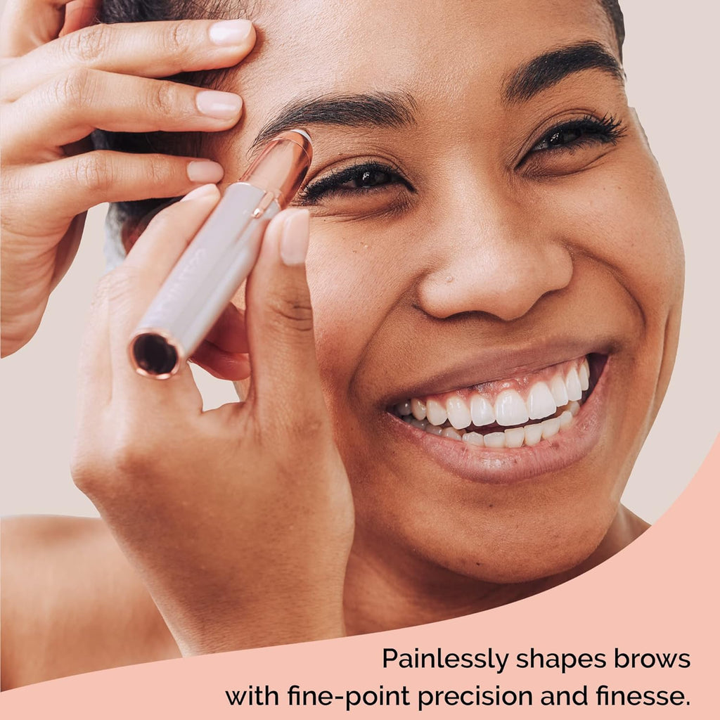 Finishing Touch Flawless Brows Eyebrow Hair Remover Electric Razor for Women with LED Light for Instant and Painless Hair Removal (White)