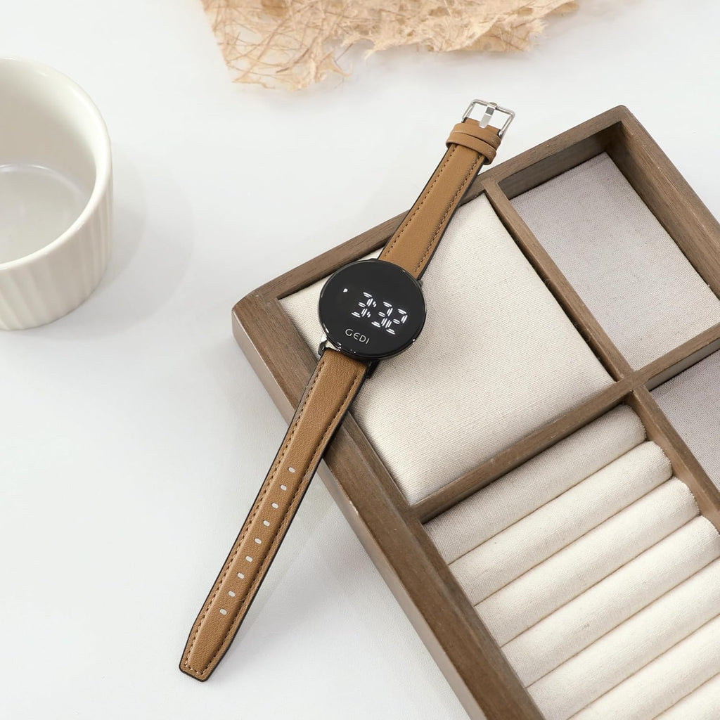 CARLIEN Womens Fashion Sport Digital LED Touch Screen Watch Date Calendar Silicone Band Minimalist Dress Waterproof Ladies Wristwatch