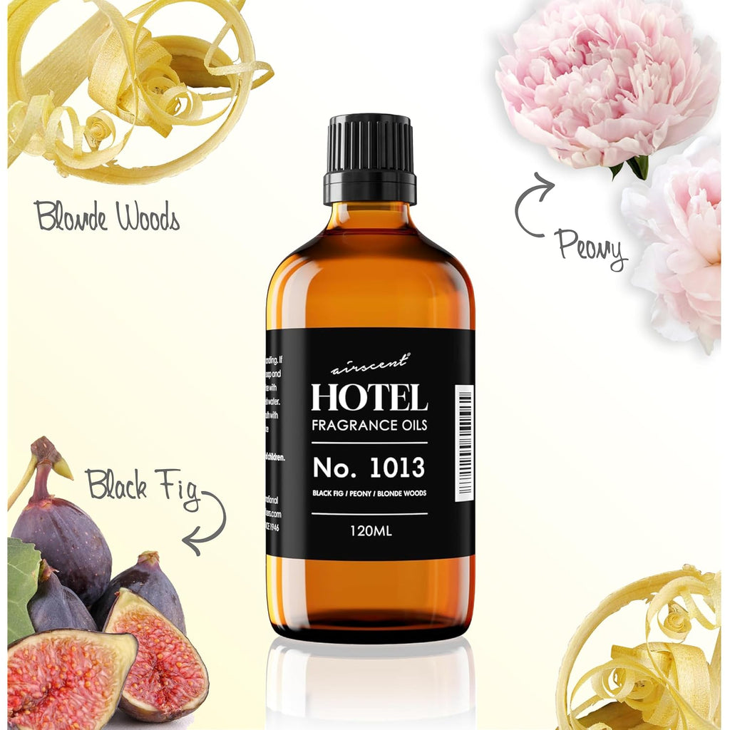 Airscent Hotel Diffuser Oil No. 1013 - Black Fig Peony Blonde Woods - 10 Ml | Hotel Scent Dupe - Premium Fragrance Oil For Ultrasonic And Waterless Diffusers And Crafting - .34 Fl Oz Glass Bottle