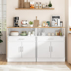 Shintenchi Kitchen Buffet Cabinet With Adjustable Shelf, Modern Kitchen Storage Cabinet,Farmhouse Coffee Bar Cabinet（White）