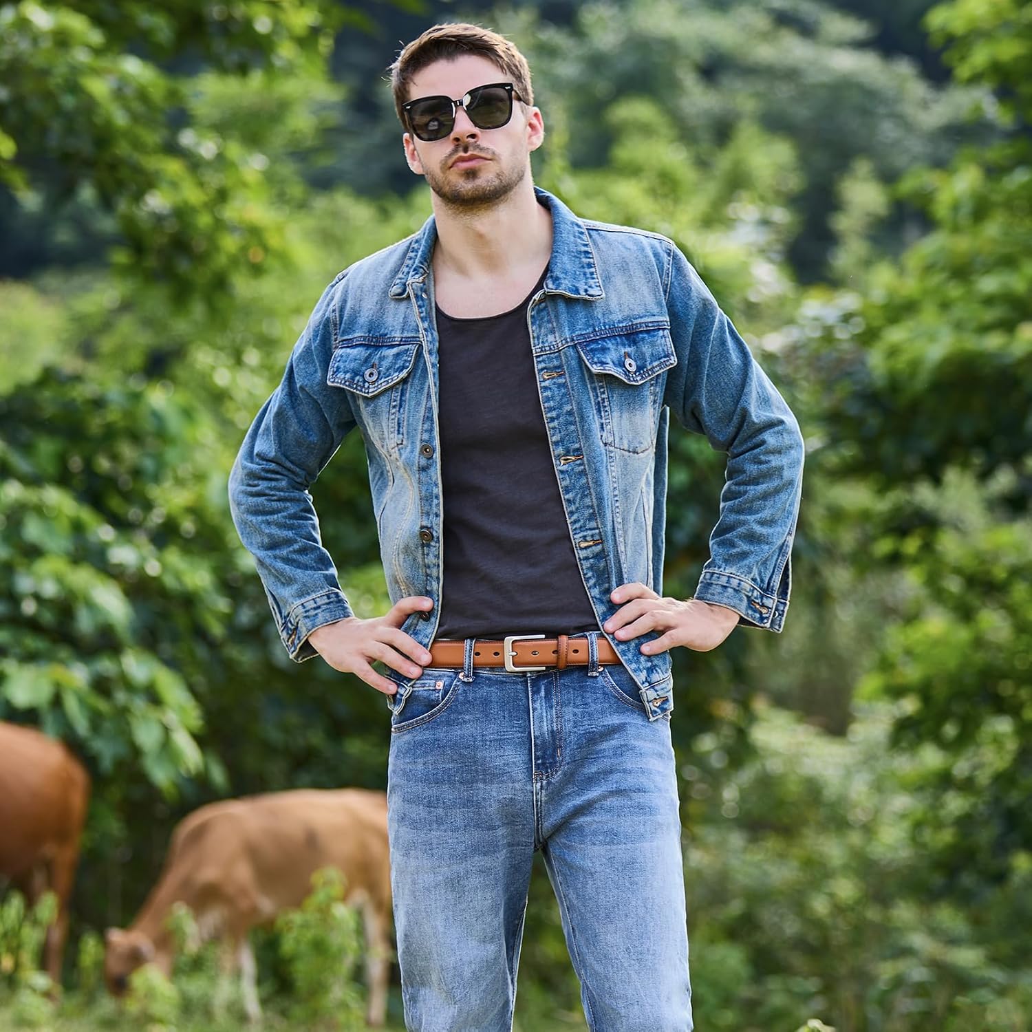 Vatan Men'S Genuine Leather Dress Belts, Handmade Classic Every Day Leather Jeans Belt For Men Work Business Casual