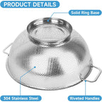 Colander For Kitchen, 3Qt, Stainless Steel Colander Strainer With Handle For Fruits Vegetables Cooking Food, Dishwasher Safe