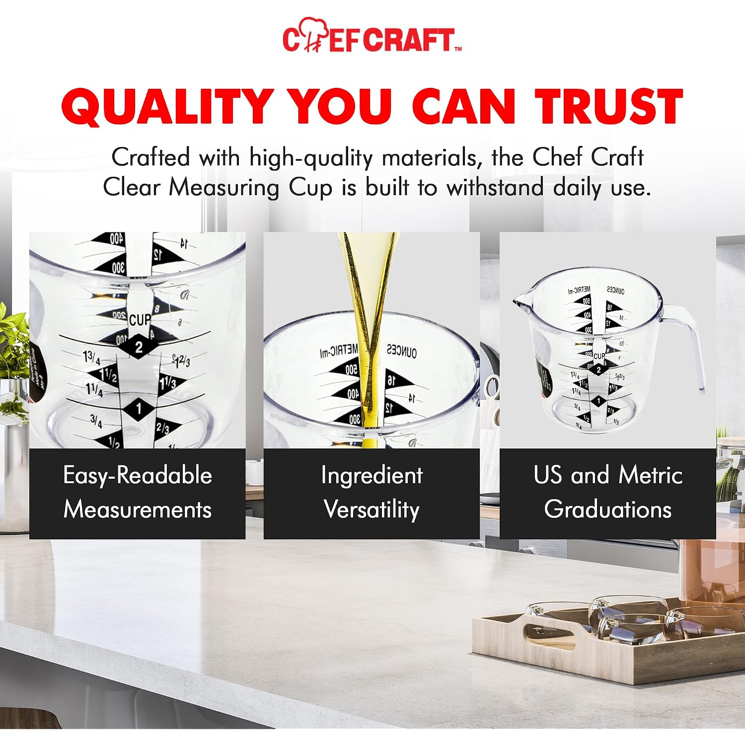Chef Craft Select Plastic Measuring Cup, 2 Cup, Clear