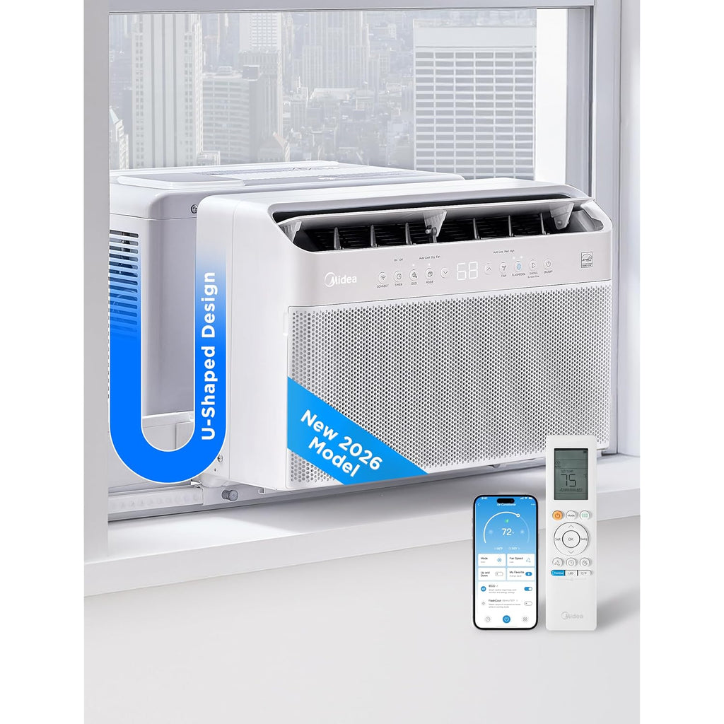Midea 12,000 Btu U Shaped Smart Inverter Window Air Conditioner - Cools 550 Sq Ft, Ultra Quiet With Open Window Operation - Alexa/Google Assistant Compatible, 37% Energy Savings, Remote (2026 Edition)