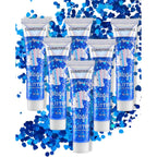 6PCS Blue Face Body Glitter Gel，Holographic Chunky Sequins Body Glitter Paint for Party Singer Concerts Music Festival Rave Accessories for Girls Women Face Body DIY Sparkling Makeup