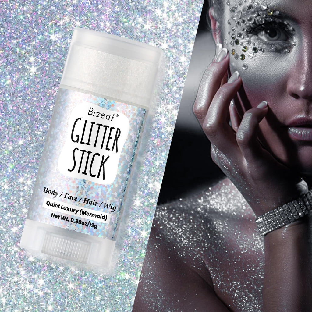 Brzeaf Waterproof Mermaid Glitter Stick, Shimmery& Long Lasting, Soccer World Cup Singer Concert Music Rave Accessories, Hair Eyeshadow Face Body Glitter, Glitter Stick Makeup