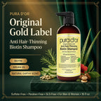 Pura D'Or Original Gold Label Anti-Thinning Shampoo - Clinically Tested - Biotin & Argan Oil – Sulfate-Free Strengthening & Volumizing For Fuller-Looking Hair, Men & Women, Natural Earthy Scent 16 Oz