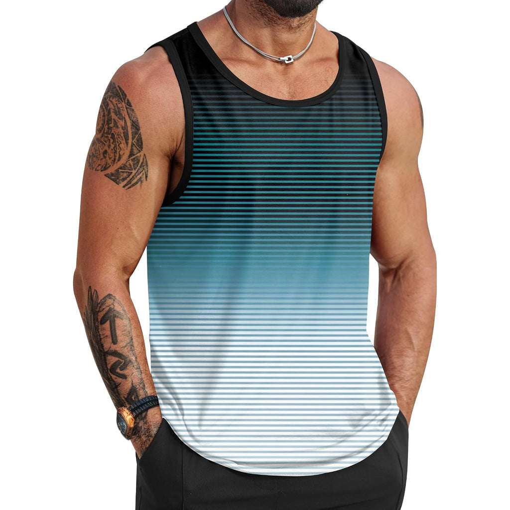 Vogstart Mens Hawaiian Beach Tank Tops Summer Vacation Muscle Top Graphic Sleeveless Shirts (S-3Xl)