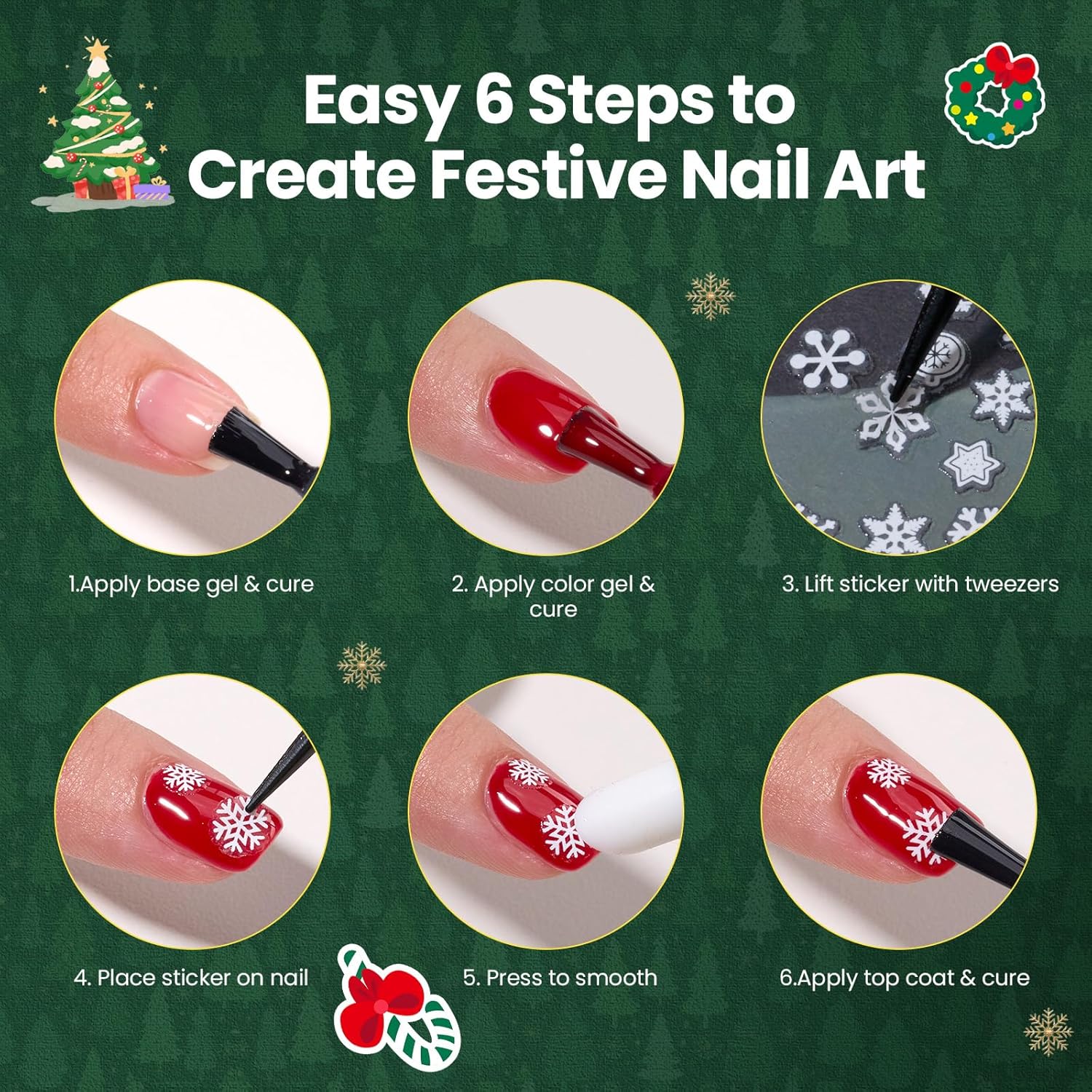 Beetles Snowflake Nail Art Stickers 30 Sheets 3D Nail Stickers White Snowmen Santa Claus Elk Nails Supplies DIY Decals for DIY Decoration Nails Art