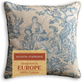Maison D' Hermine Throw Pillow Covers 100% Cotton (18" X 18" - Pack Of 1) | Square Toile Decorative Pillow Covers With Invisible Zipper For Living Room Couch Sofas - The Miller - Blue