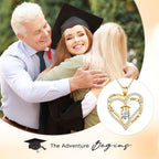 NORBU The Adventure Begins S925 Graduation Gifts for Her 2025, 5A CZ Graduation Cap Double Heart Pendant Necklaces for Women High School College Grad Jewelry Gift