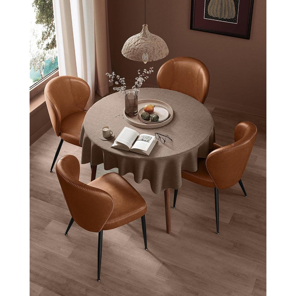 Vasagle Ekho Collection - Dining Chairs Set Of 2, Upholstered Kitchen Chairs, Comfortable Seat, Synthetic Leather With Stitching, Mid-Century Modern, Easy Assembly, Living Room Lounge, Caramel Brown