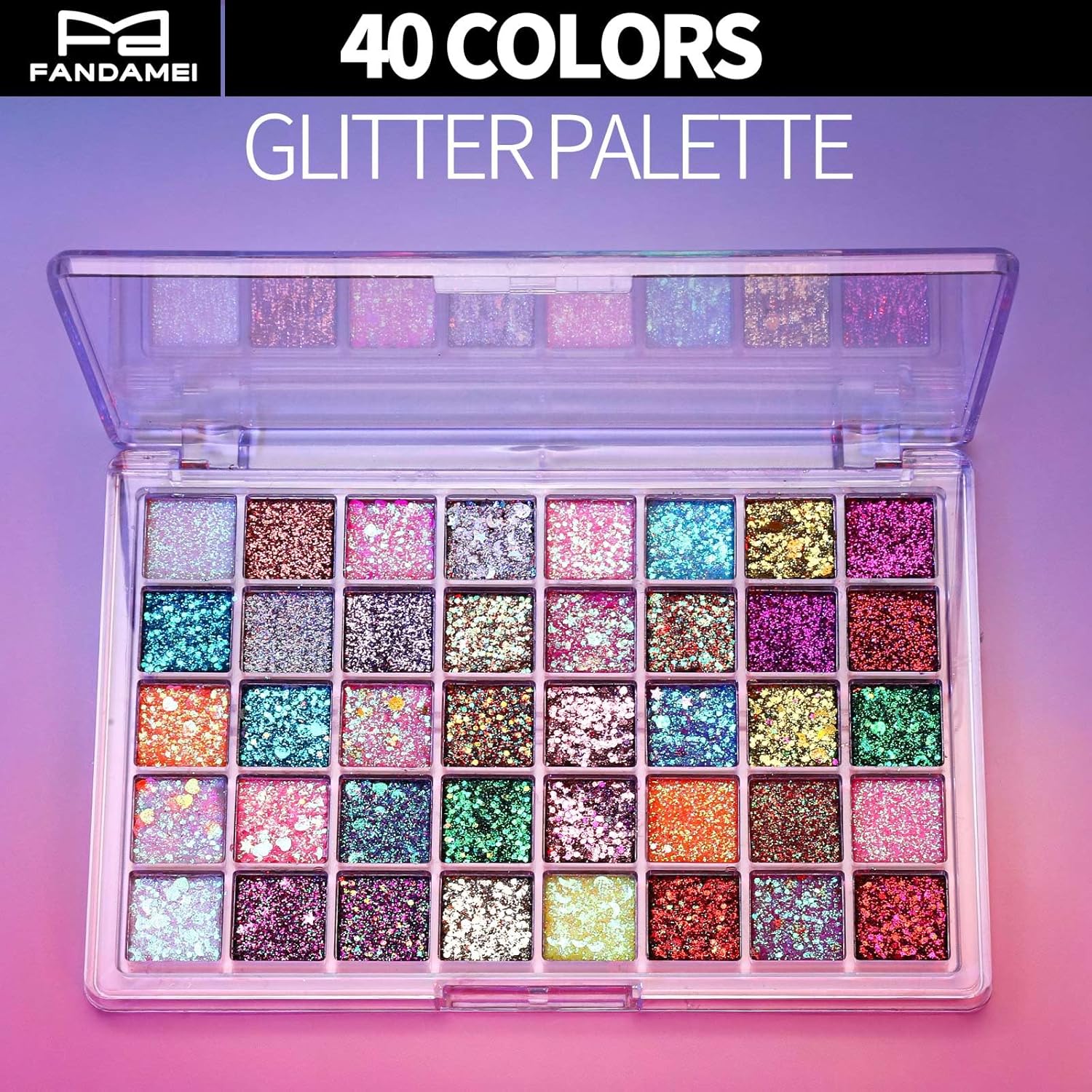 FANDAMEI 40 Colors Face Glitter, Face Paint Glitter Gel - Face Glitter for Women Girls, No Glue Needed, Multi-Purpose Glitter Makeup for Hair Face Body Halloween Rave Carnival