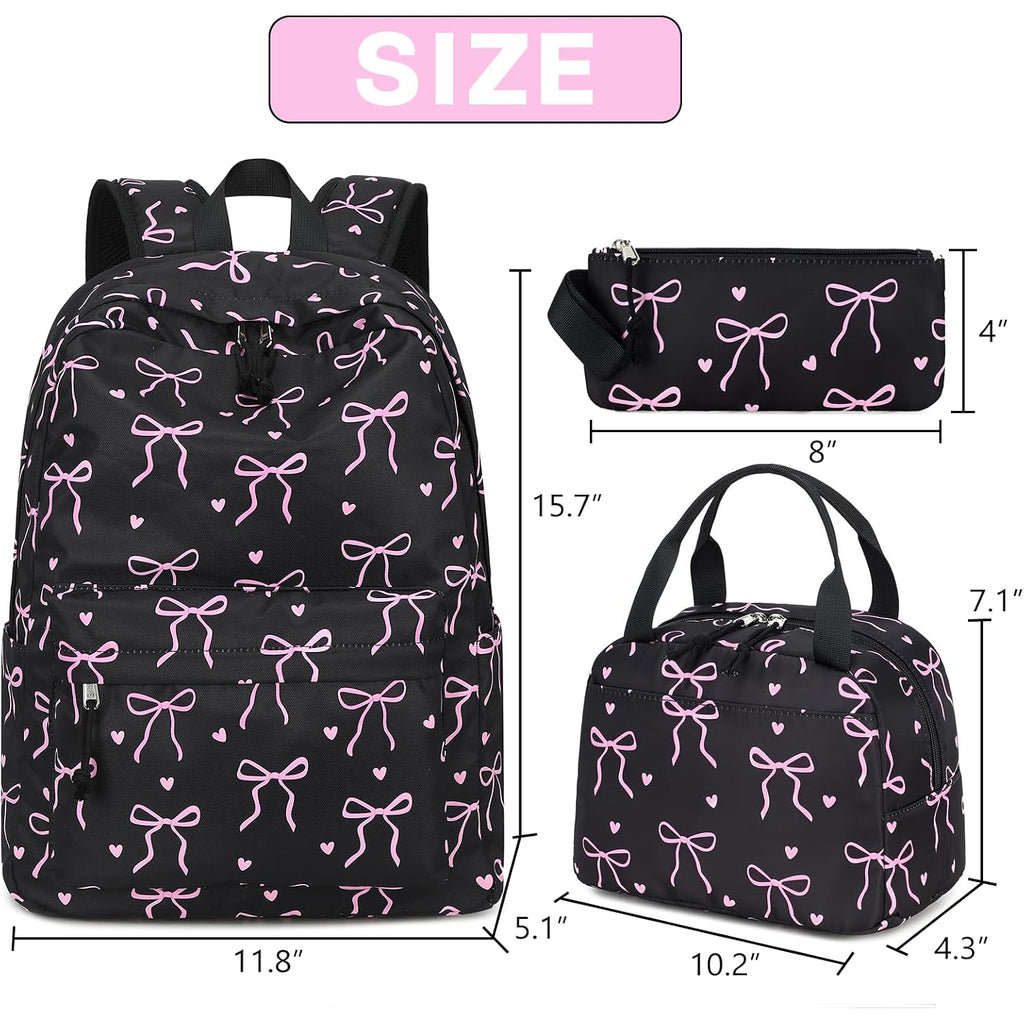 Backpack For Teen Girls Bookbags School Backpack With Lunch Box And Pencil Case 3 In 1 School Bags Set