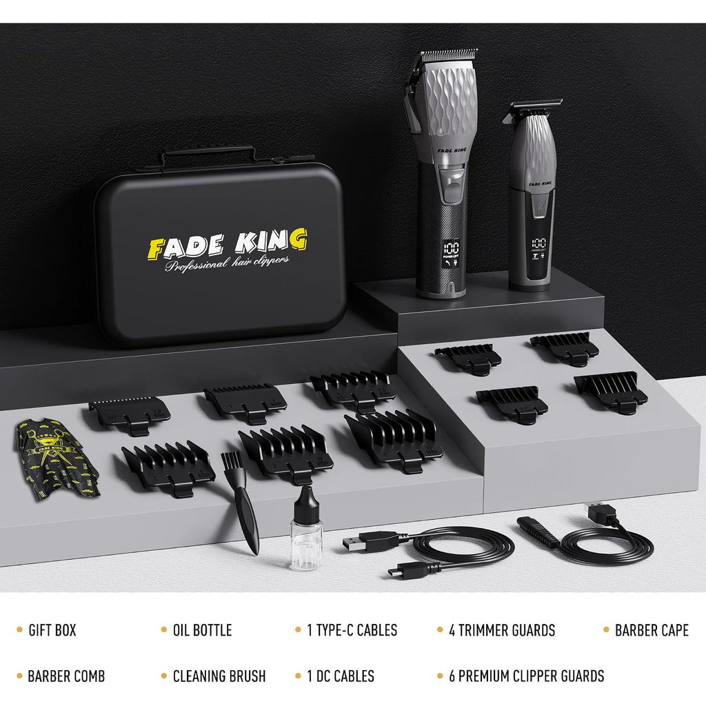 Fadeking® Professional Hair Clippers For Men, Cordless Beard Trimmer Kit For Hair Cutting & Grooming, Zero-Gap Barber Clippers Set, Ideal Mens Grooming Gift For Father’S Day/Birthday