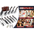 Drgskl Serbian Chef Knife Set - 10 Pcs Hand Forged Knife Set With Bag | Japanese Ats-34 Steel, Hand Forged Full Tang Knife, Ebony Handle, Anti-Stick Pounding Texture, Full Accessory Kit, Ideal Gift