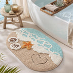 Lumi Soft And Absorbent Beach Bathroom Rug, Non-Slip Backing, Ideal For Bathroom, Kitchen And Entryway Decor, Sea Beach Starfish Shell Bath Decor, Blue, 22"X34"
