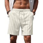 Sailwind Mens Striped Casual 7" Shorts Summer Beach Elastic Waist Drawstring Shorts With Pockets