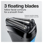 Series 3 3010s Wet & Dry Electric Shaver for Men/Rechargeable Electric Razor, Blue