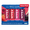 Nivea Lip Care, Fruity Tinted Lip Balm Variety Pack, Cherry, Strawberry, Blackberry And Watermelon Flavors, 3-In-1 Moisture, Repair And Color, 0.17 Oz Stick, Pack Of 4