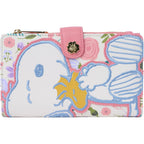 Loungefly Peanuts Snoopy Wallet Flap Snap Clutch Women Woodstock Floral Print Vegan Leather
