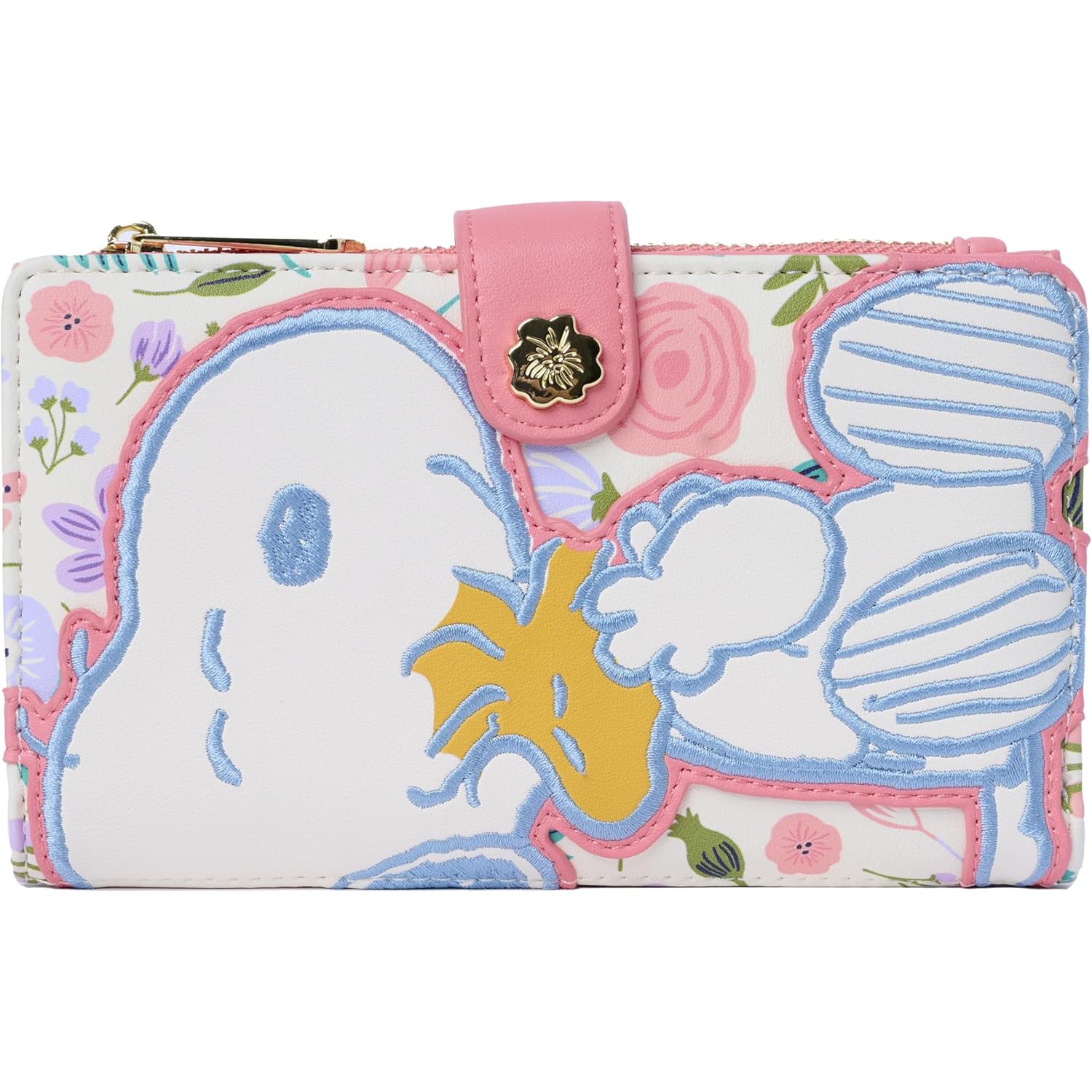 Loungefly Peanuts Snoopy Wallet Flap Snap Clutch Women Woodstock Floral Print Vegan Leather