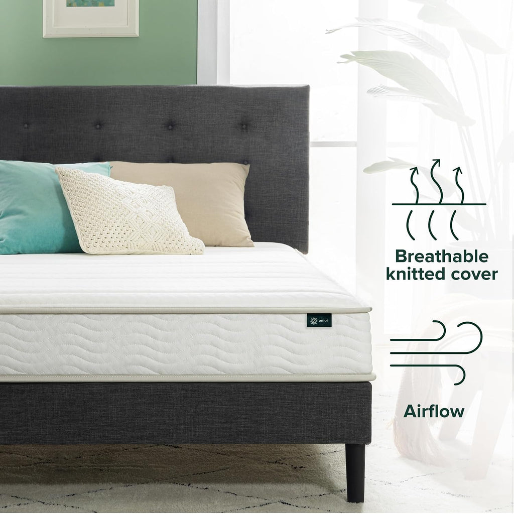 Zinus 6 Inch Foam And Spring Hybrid Mattress [New Version], Twin, Medium Firmness, Durable Support, Certified Safe Foams & Fabric, Mattress In A Box, White