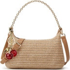 Women'S Straw Woven Shoulder Bag Beach Purse Summer Vacation Tote Handbag