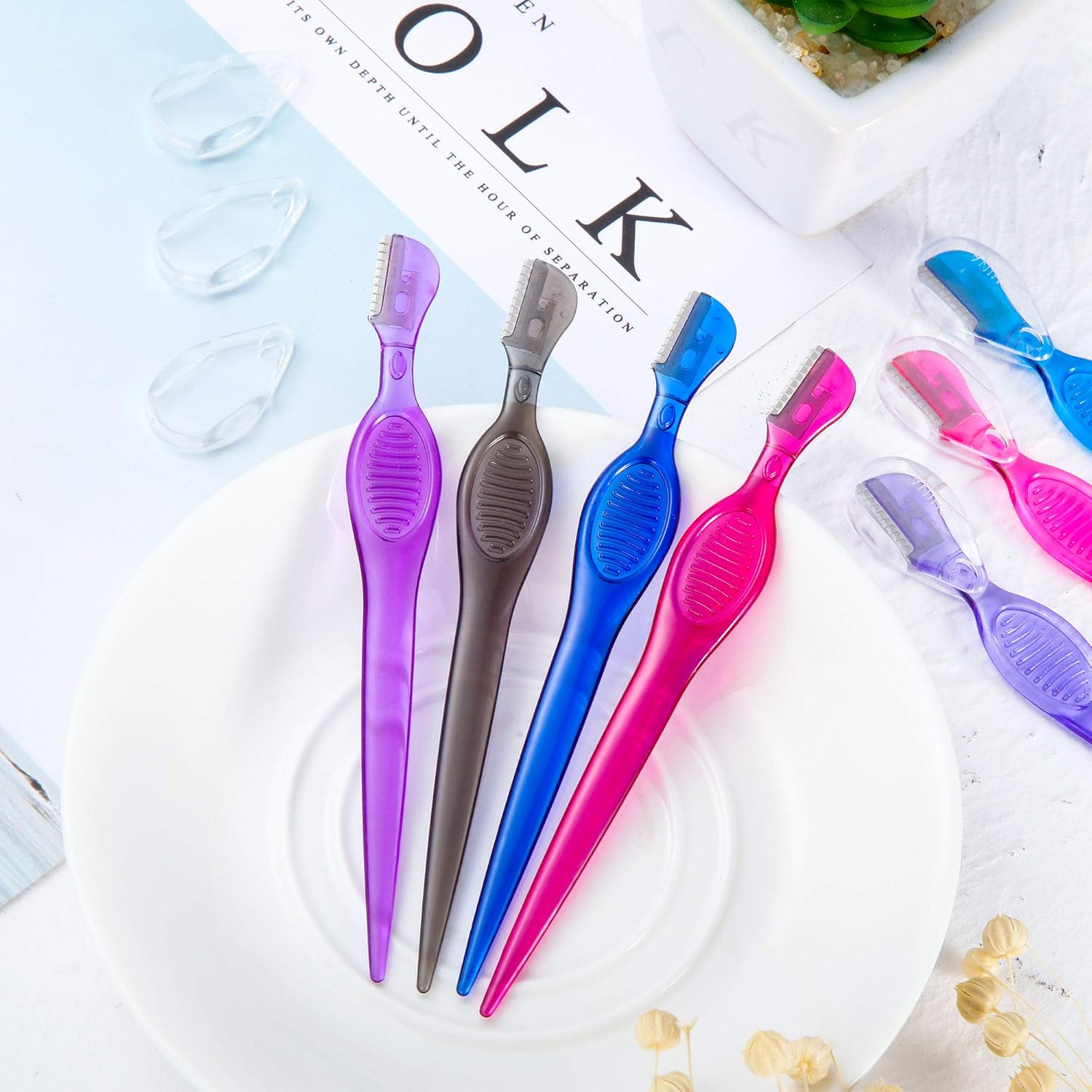 Mudder 28 Pcs Eyebrow Razor Knife Shaver Trimmer Shaver Multipurpose Exfoliating Tool Facial Hair Removal for Women Valentine Gift Giving(Assorted Colors)