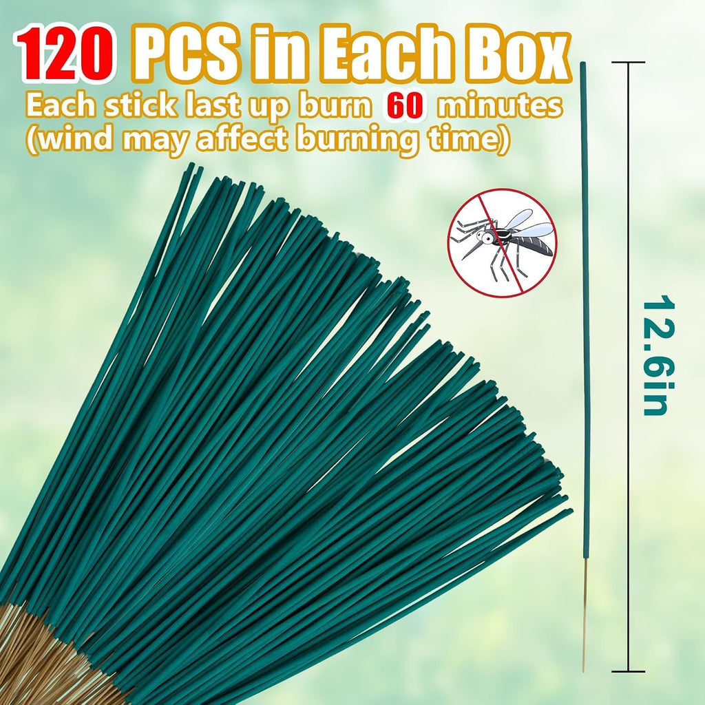 120 Pcs Citronella Oil Mosquito Incense Sticks, Natural Mosquito Repellent Outdoor Patio Plant-Based Bug Repellent For Patio Camping Essentials Fishing Backyard Travel Mosquito Control
