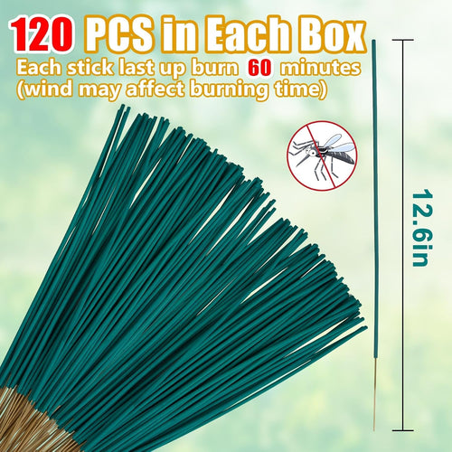 120 Pcs Citronella Oil Mosquito Incense Sticks, Natural Mosquito Repellent Outdoor Patio Plant-Based Bug Repellent For Patio Camping Essentials Fishing Backyard Travel Mosquito Control