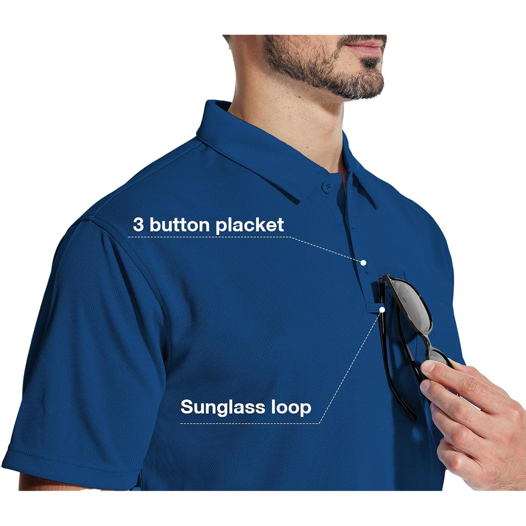 Zity 5 Pack Polo Shirts For Men With Pocket Dry Quickly Short Sleeve Athletic Outdoor Work Collared Shirts