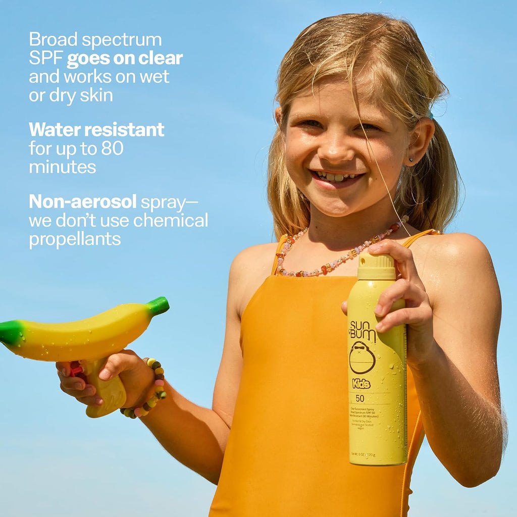 Sun Bum Kids Spf 50 Sunscreen Clear Body Spray - Broad Spectrum Water-Resistant With Vitamin E - Wet Or Dry Skin Application - Hawaii 104 Act Compliant (Without Octinoxate & Oxybenzone) - 6 Oz