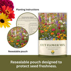 Cut Flower Garden Seed Mix – 15,000+ Seeds – 1 Oz Extra Large Packet – Non-Gmo Flower Seeds – Zinnia, Cosmos, Larkspur, Calendula, Bishop’S Flower & More For Bouquets & Cutting Gardens