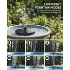 Solar Bird Bath Fountain – 2026 Newly Upgraded 1.4W Solar Pump With 7 Nozzles And 4 Fixed Pipes, Floating & Free-Standing, Solar Fountain For Bird Bath, Garden, Pond, Pool, Outdoor
