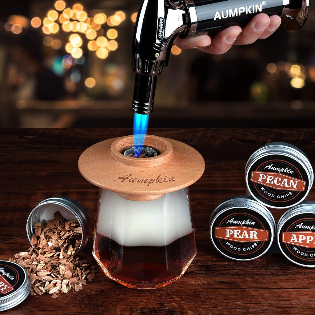 Cocktail Smoker Kit With Torch – 6 Flavors Wood Chips – Bourbon, Whiskey Smoker Infuser Kit, Old Fashioned Drink Smoker Kit, Birthday Bourbon Whiskey Gifts For Men, Dad, Husband (Without Butane)