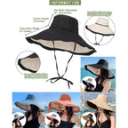 Extra Wide-Brim Sun Hats Women Uv-Protection Reversible Wired-Edge Packable Garden Beach Travel Summer Bucket Hat
