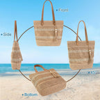 Straw Beach Tote Bag Women - 2026 Handwoven Summer Purse Handbag With Zipper Perfect For Vacation Travel Pool | Large Roomy