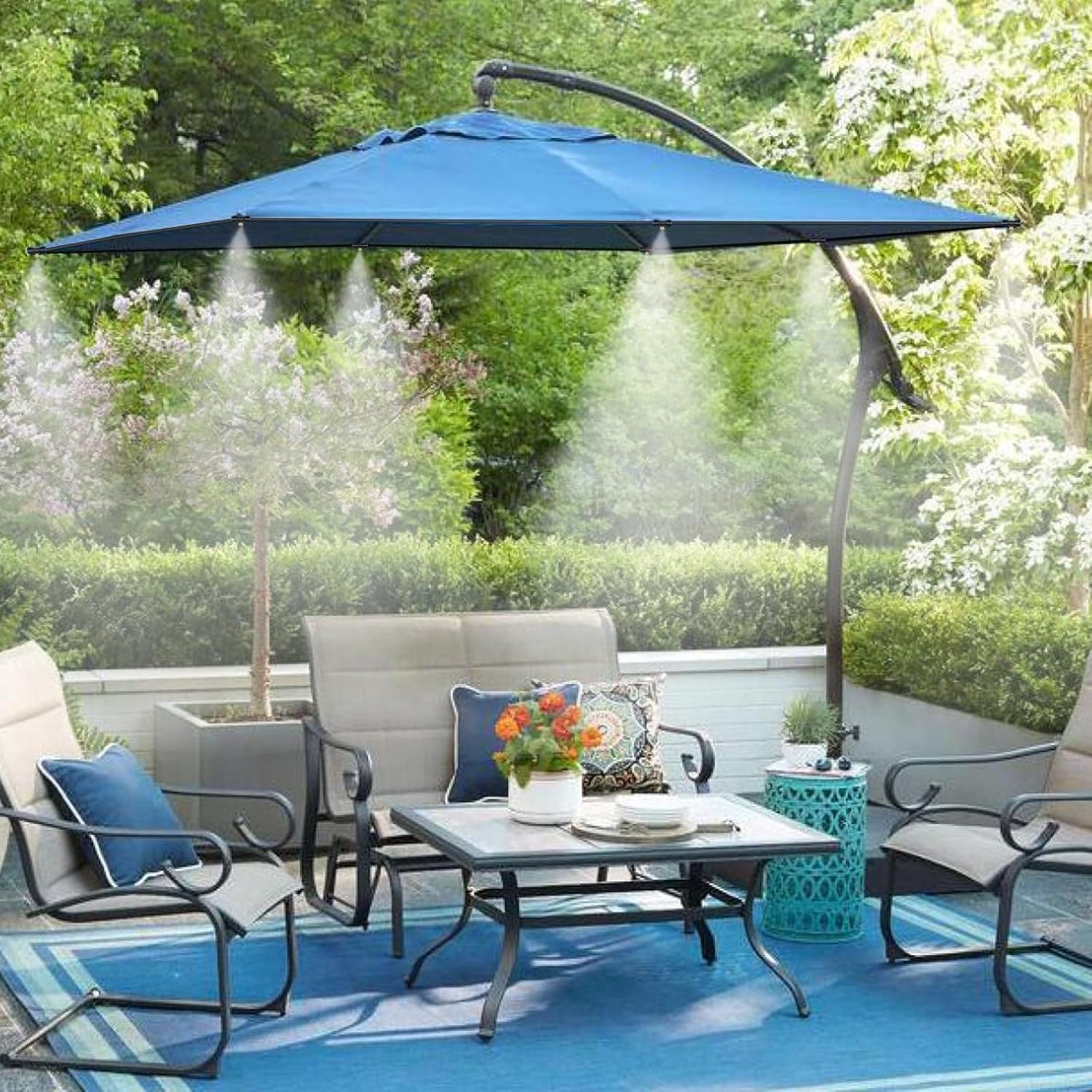 Goxawee Misting System, 26Ft (8M) Misting Line + 7 Brass Mist Nozzles + Brass Adapter(3/4"), Misters For Outside Patio Cooling Outdoor Garden Greenhouse Trampoline For Waterpark