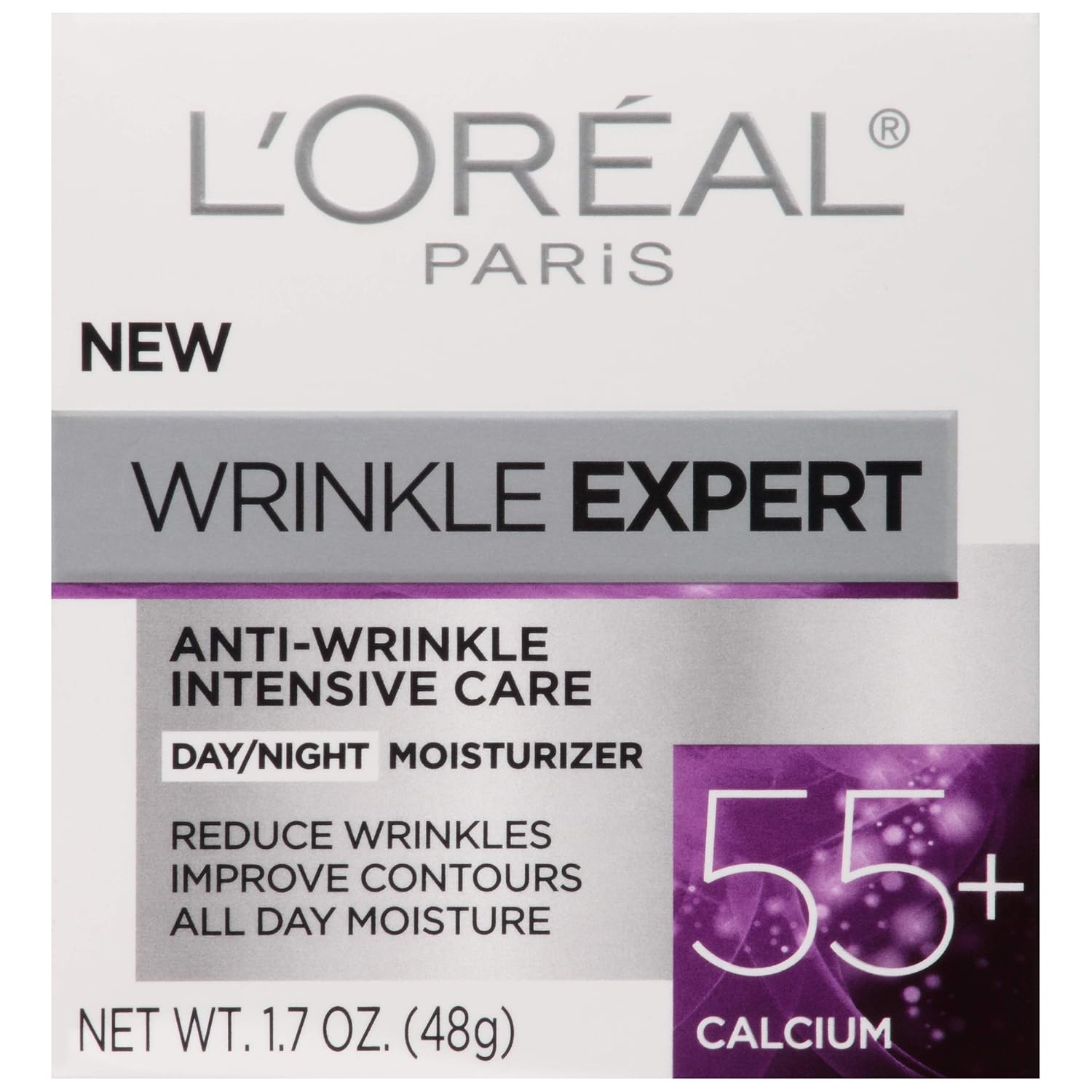 L'Oreal Paris Wrinkle Expert 55+ Anti-Aging Face Moisturizer With Calcium, Non-Greasy, Suitable For Sensitive Skin 1.7 Fl. Oz