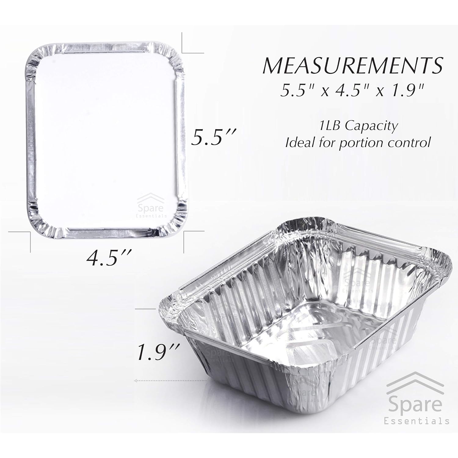 55 Pack - Aluminum Pan/Containers With Lids/Foil Containers/Aluminum Pans With Lids/Take Out Containers/Disposable Pans/Aluminum Foil Food Containers/Freezer Meals Containers (1 Lb)