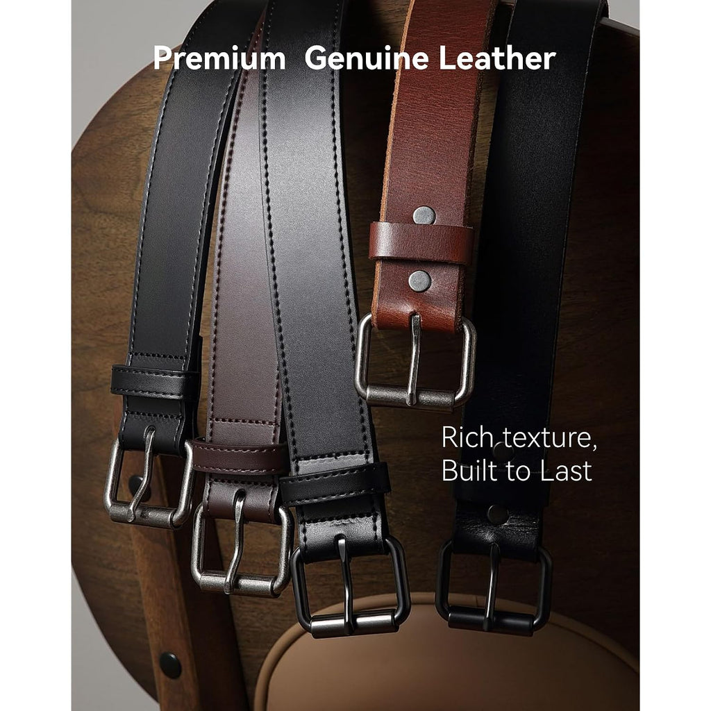 Chaoren Work Belts For Men, Leather Belt Heavy Duty For Daily Wear | Genuine Leather, Solid Buckle, Casual Wear, Everyday Dress, Gift Box